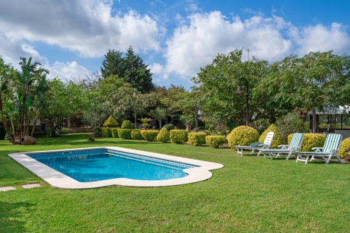 Tranquil pool and garden area