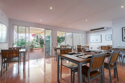 Large dining area with patio access