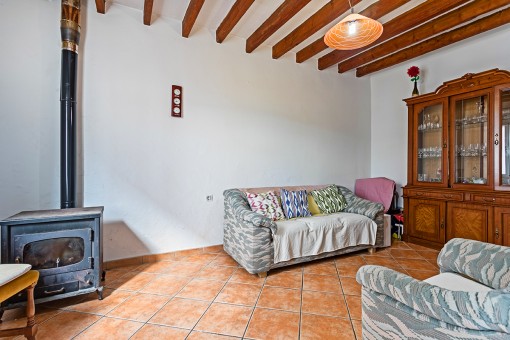 Living area with fireplace