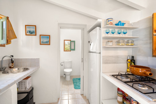 Small kitchen area and bathroom