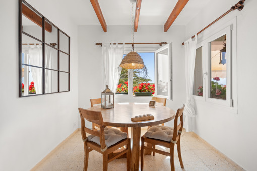 Light-flooded dining area