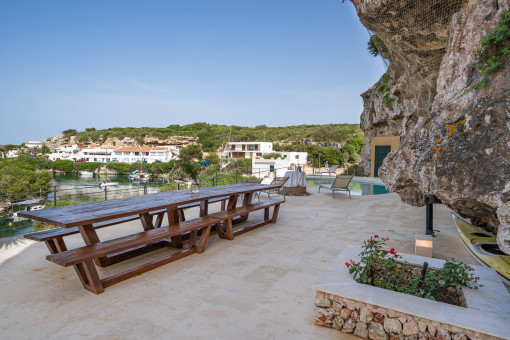 Large outdoor terrace with sea views