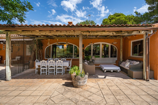 Large outdoor dining area