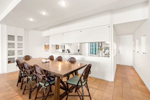 Dining area and half-open kitchen